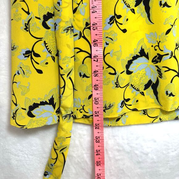 DVF Wrap Dress Maxi Silk Yellow Floral Tie Waist Size 8 READ DESCRIPTION - Picture 6 of 11